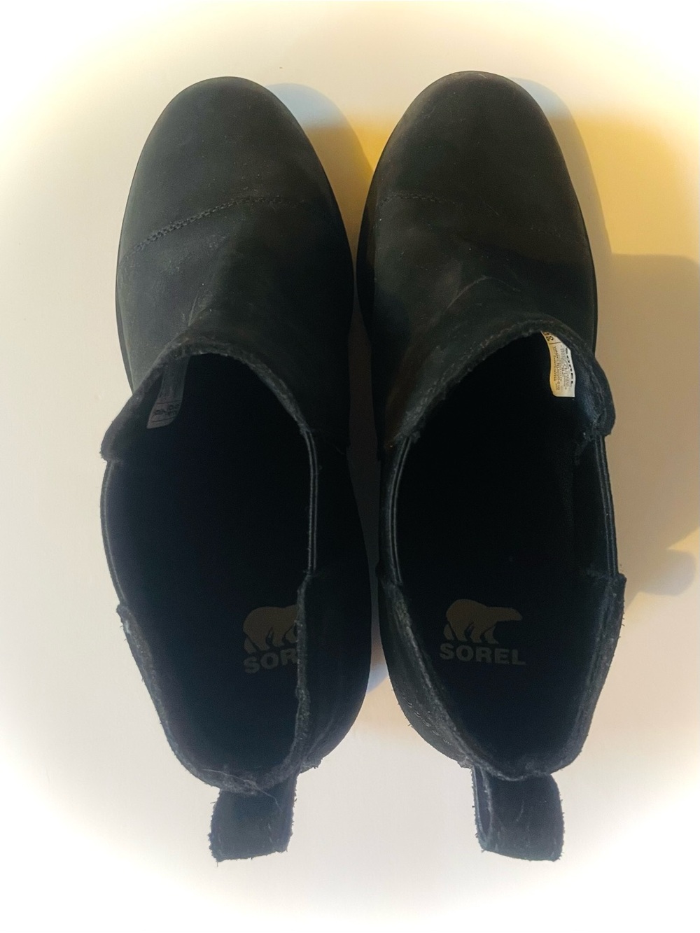 Sorel Evie II Chelsea Boots Women's 9 Black Leather Hidden Wedge Heel Waterproof - Picture 9 of 13